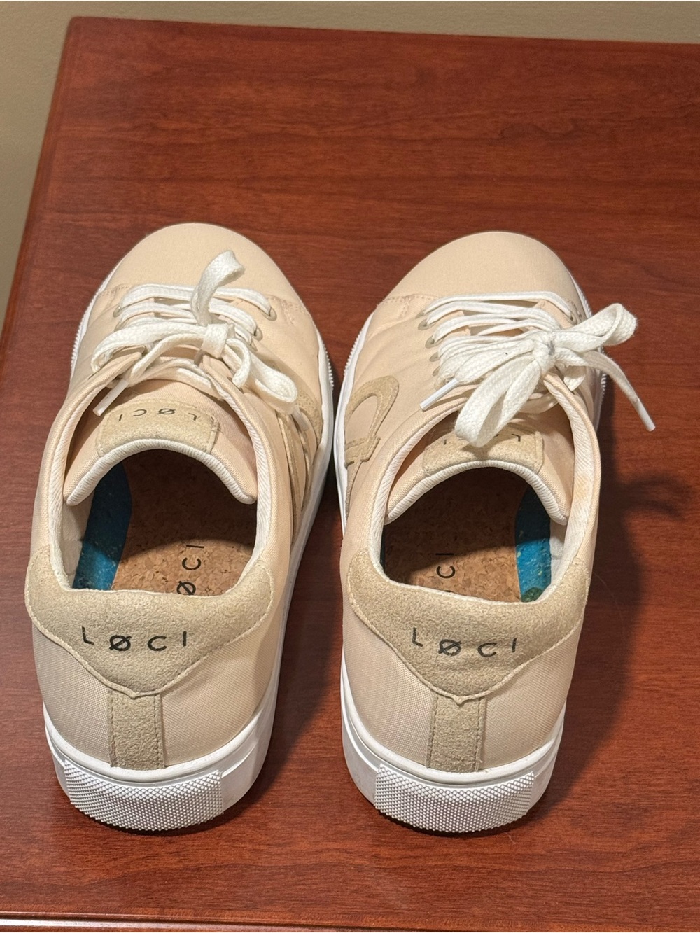 LOCI Women's Neutral Beige Lace-Up Sneakers